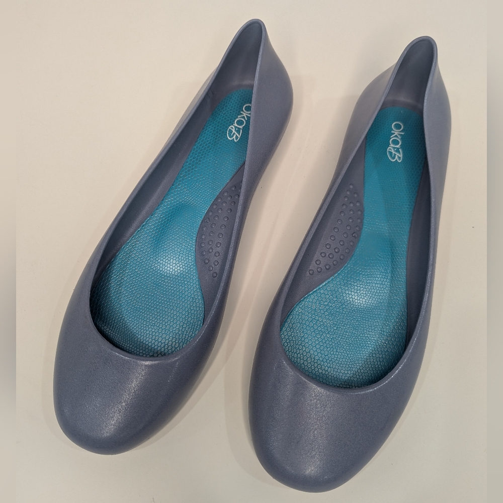 Oka B Taylor Women's Shiny Ballet Flats Purple/Gray Size 9